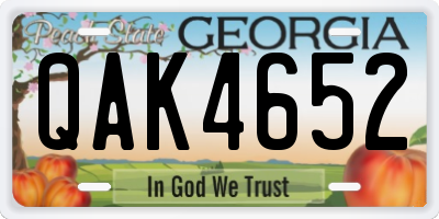 GA license plate QAK4652