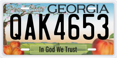 GA license plate QAK4653