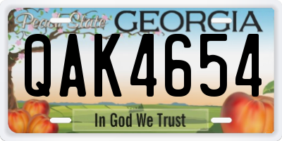 GA license plate QAK4654