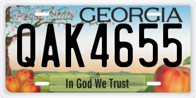 GA license plate QAK4655