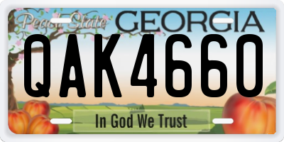 GA license plate QAK4660