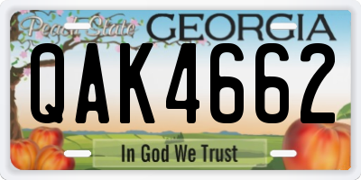 GA license plate QAK4662