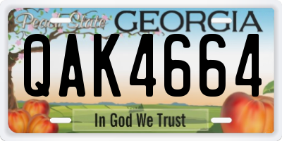 GA license plate QAK4664