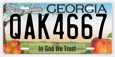GA license plate QAK4667
