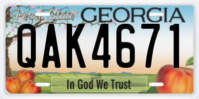GA license plate QAK4671