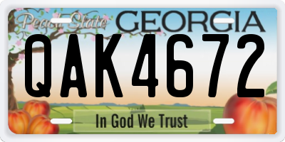 GA license plate QAK4672