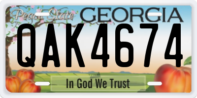 GA license plate QAK4674