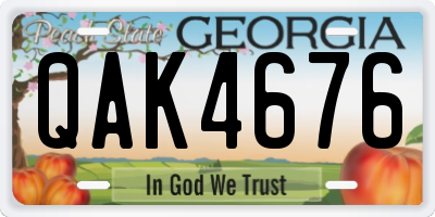 GA license plate QAK4676
