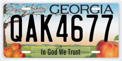 GA license plate QAK4677