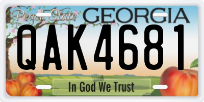 GA license plate QAK4681
