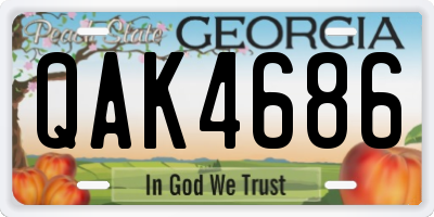 GA license plate QAK4686