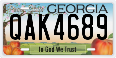 GA license plate QAK4689