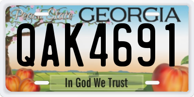 GA license plate QAK4691