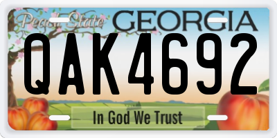 GA license plate QAK4692