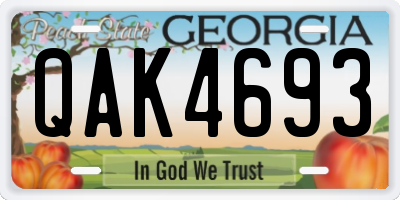 GA license plate QAK4693