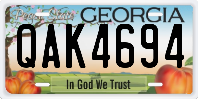GA license plate QAK4694