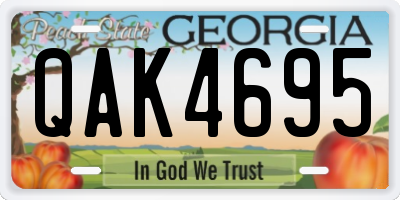 GA license plate QAK4695