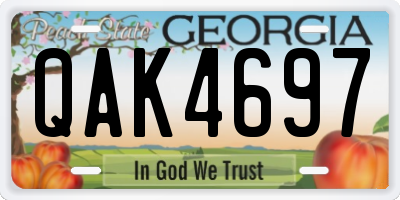 GA license plate QAK4697