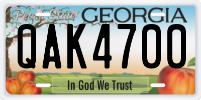 GA license plate QAK4700
