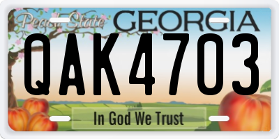 GA license plate QAK4703