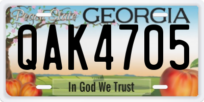 GA license plate QAK4705