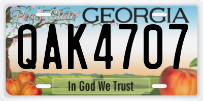 GA license plate QAK4707