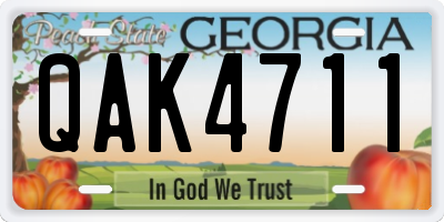 GA license plate QAK4711