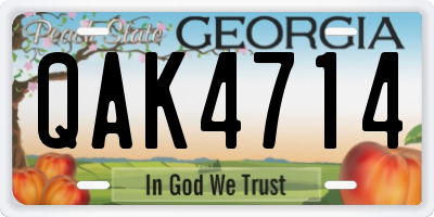 GA license plate QAK4714