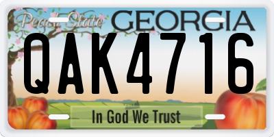 GA license plate QAK4716