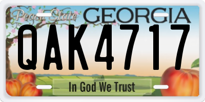 GA license plate QAK4717