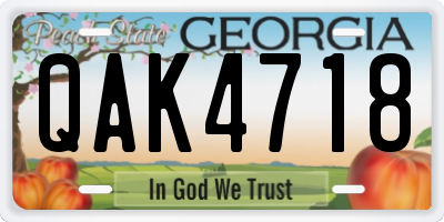 GA license plate QAK4718