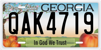 GA license plate QAK4719