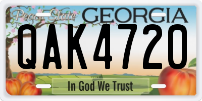 GA license plate QAK4720
