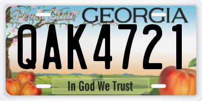 GA license plate QAK4721