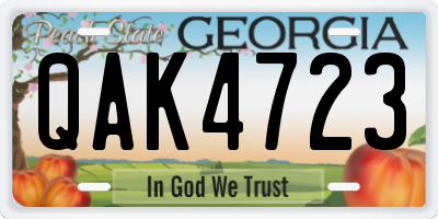 GA license plate QAK4723