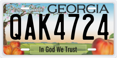 GA license plate QAK4724