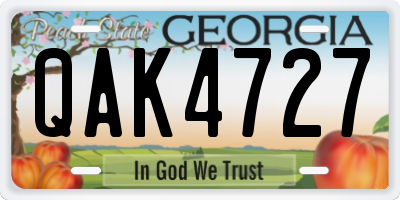 GA license plate QAK4727