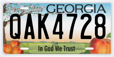 GA license plate QAK4728