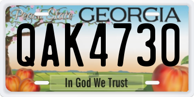 GA license plate QAK4730