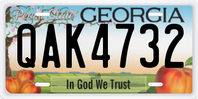 GA license plate QAK4732