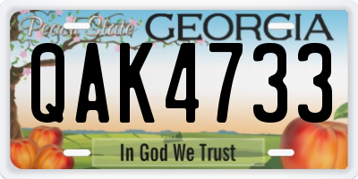 GA license plate QAK4733