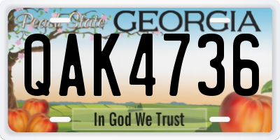 GA license plate QAK4736