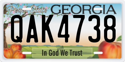 GA license plate QAK4738