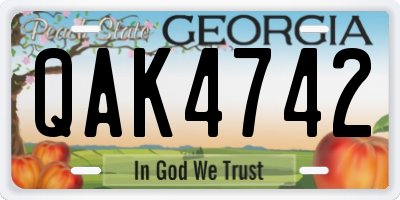GA license plate QAK4742