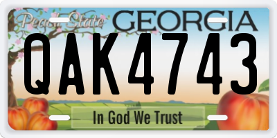 GA license plate QAK4743