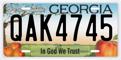 GA license plate QAK4745
