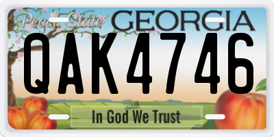 GA license plate QAK4746