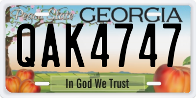 GA license plate QAK4747