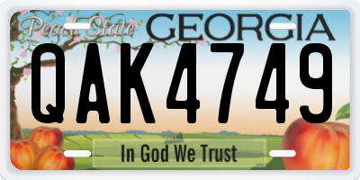 GA license plate QAK4749