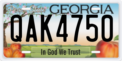GA license plate QAK4750